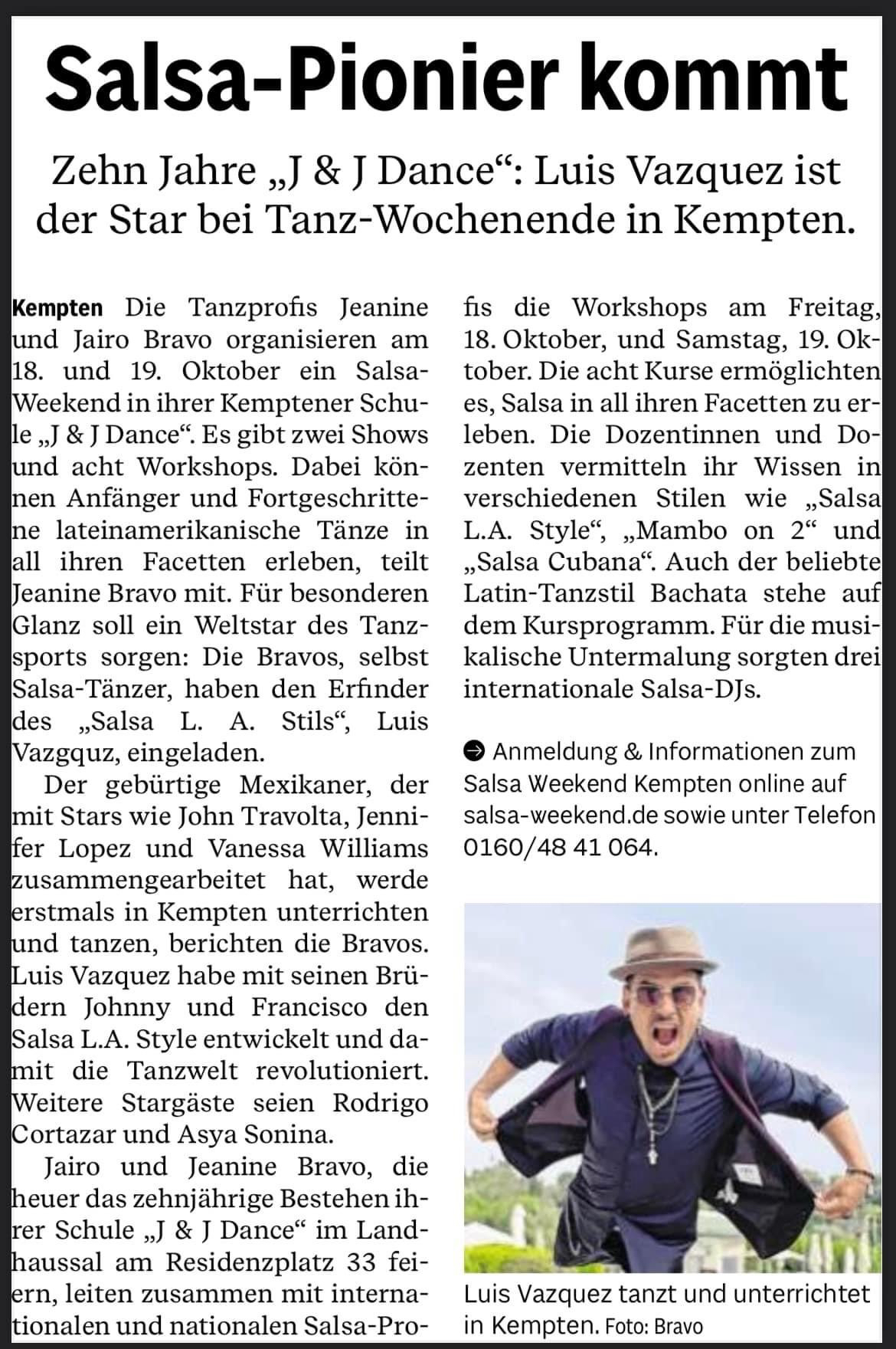 Newspaper Salsa Weekend Kempten Tyskland